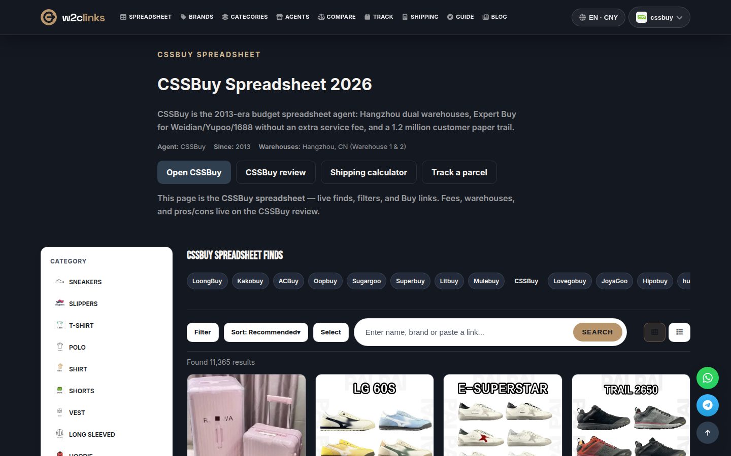 Catalogo CSSBuy su w2clinks: schede con foto, marca e prezzo di riferimento